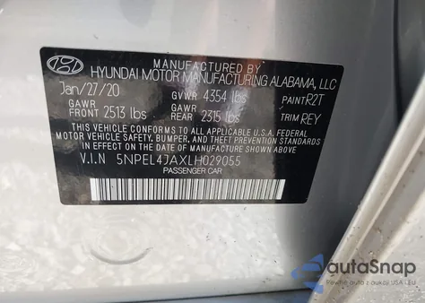 2020 Hyundai Sonata Sel из США, поврежденный, VIN 5NPEL4JAXLH029055